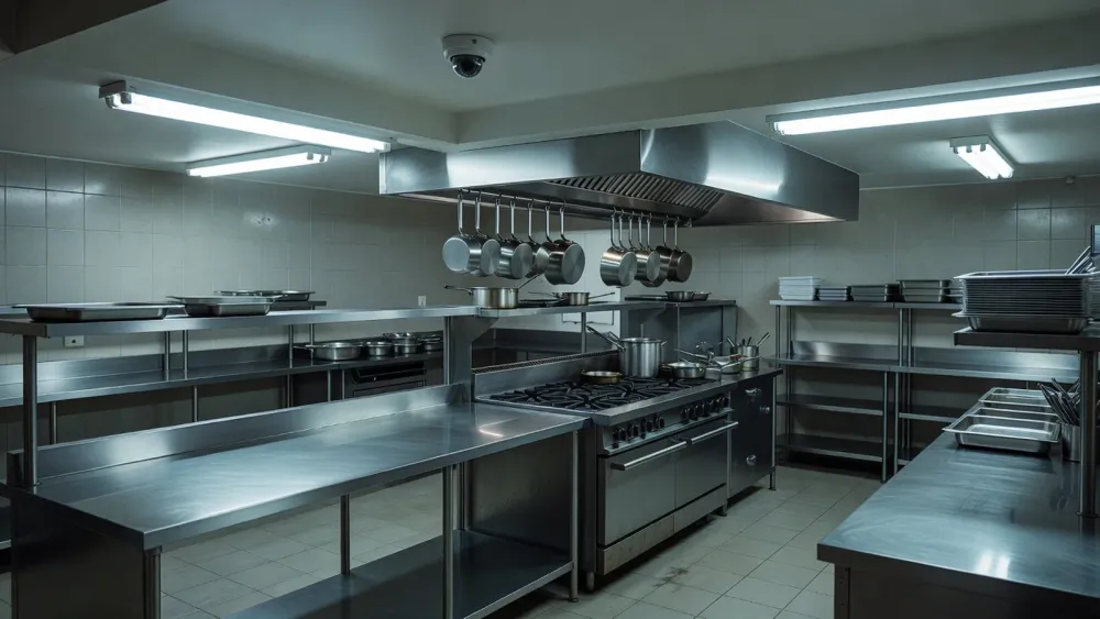 Caméra de télésurveillance dans une cuisine de restaurant