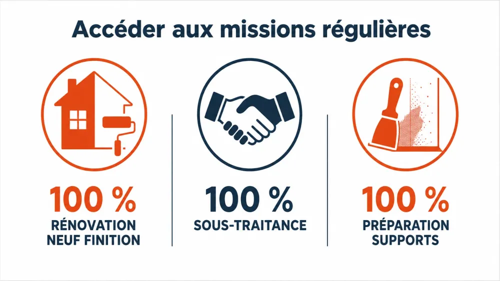 Infographie des trois points clés à 100 % pour multiplier les chantiers de peinture.