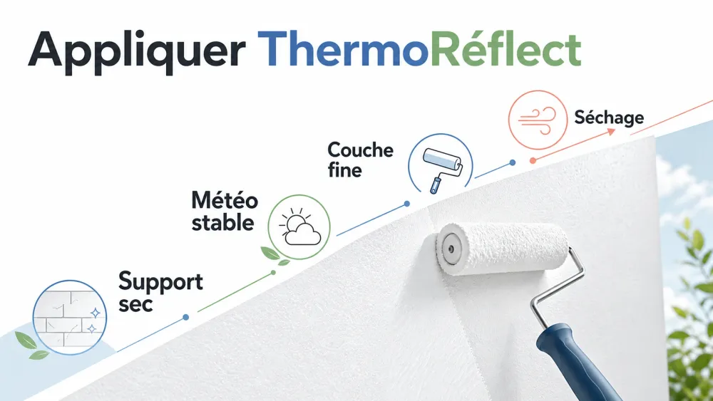 Infographie française sur comment appliquer une peinture thermoréflect ultra mat sans perdre en efficacité ?