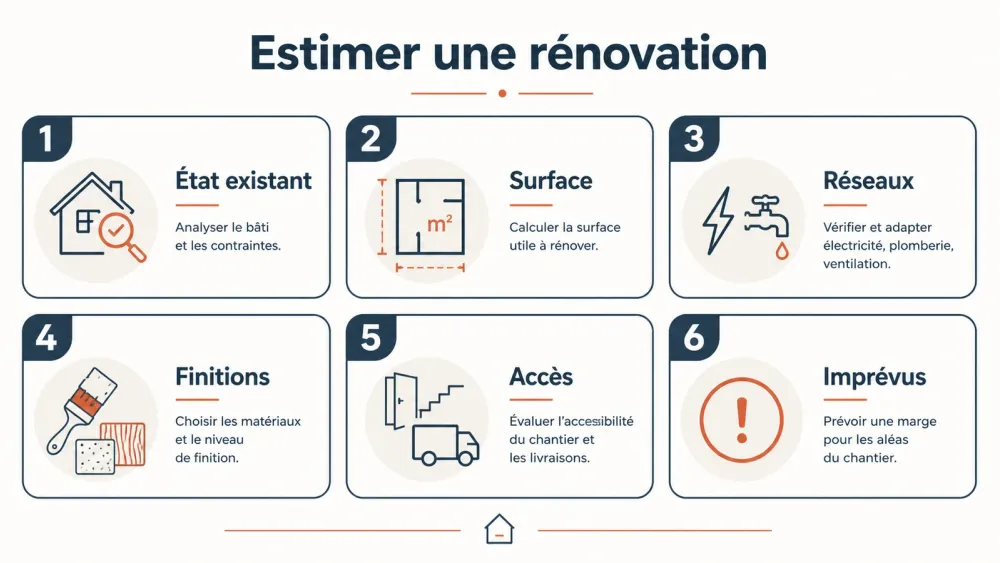 Infographie française des facteurs qui font varier une estimation rénovation