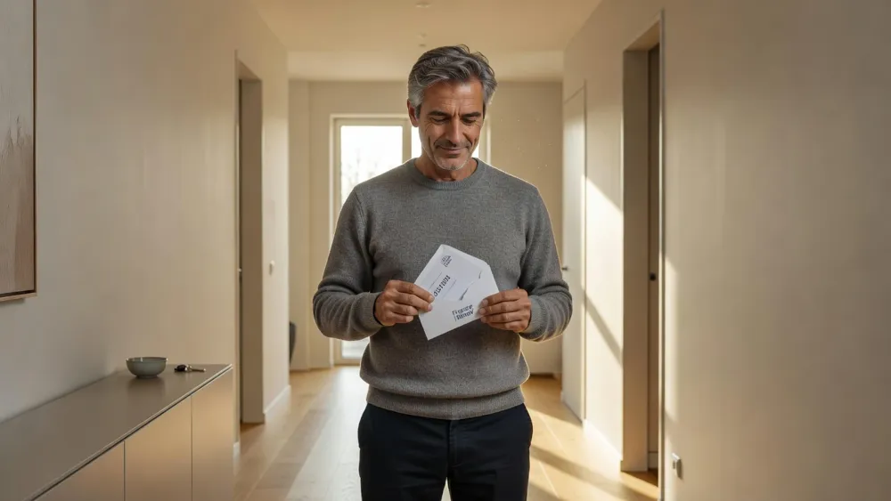 Un homme ouvre le courrier contenant le code de vérification pour activer son compte MaPrimeRénov'.
