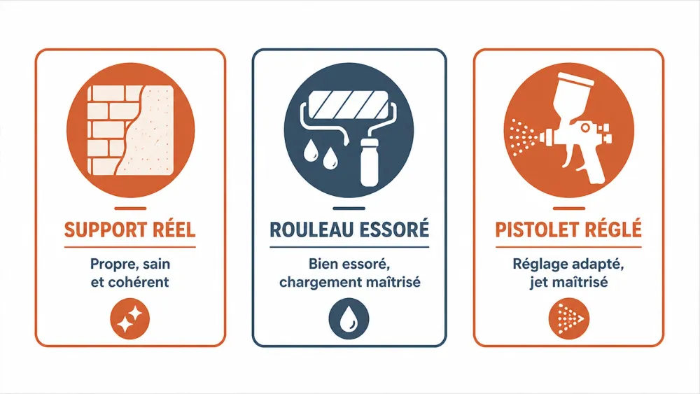 Facteurs concrets modifiant la quantité de peinture velours consommée au mètre carré.