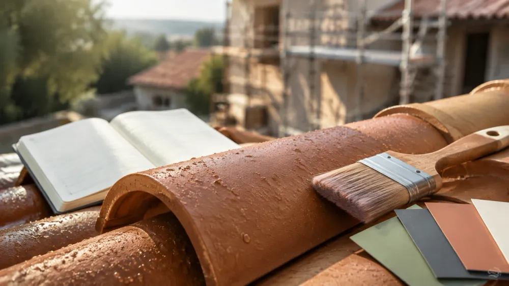 Tuile de toiture propre avec effet perlant et matériel de peinture extérieur