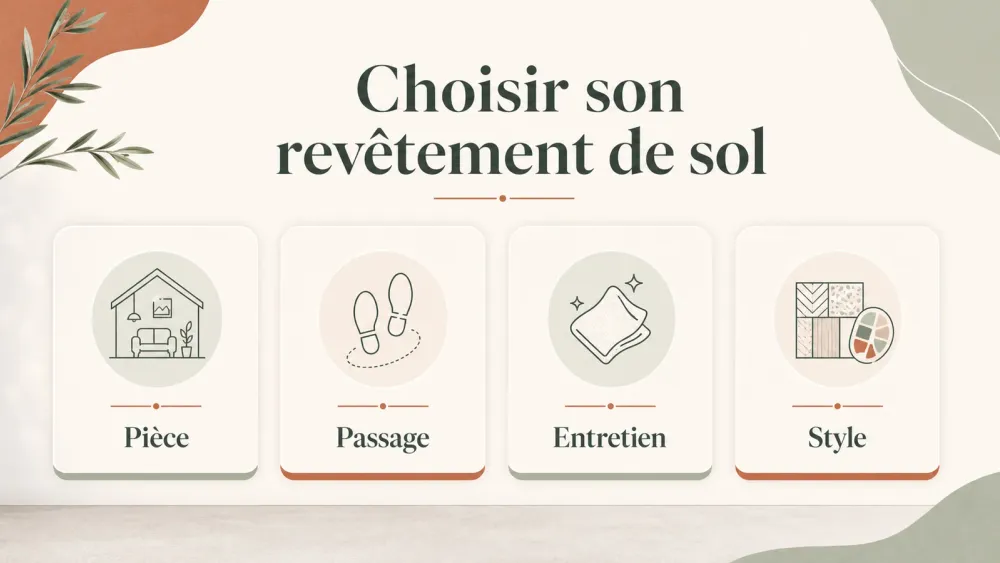Infographie des critères pièce passage entretien style pour choisir son revêtement de sol