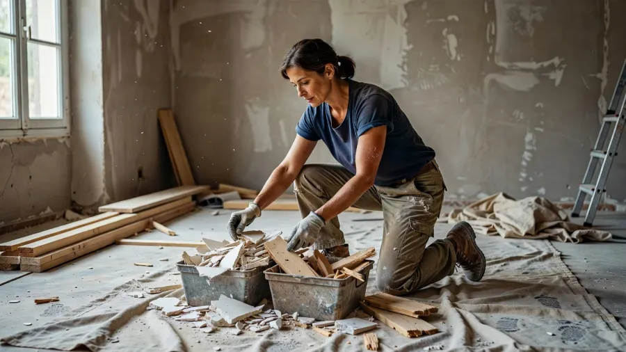 Tri de déchets de rénovation en intérieur, lié à Valobat