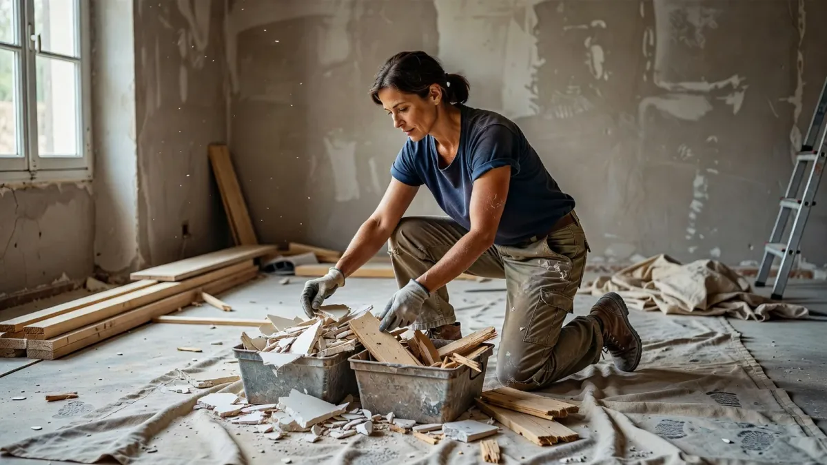 Tri de déchets de rénovation en intérieur, lié à Valobat