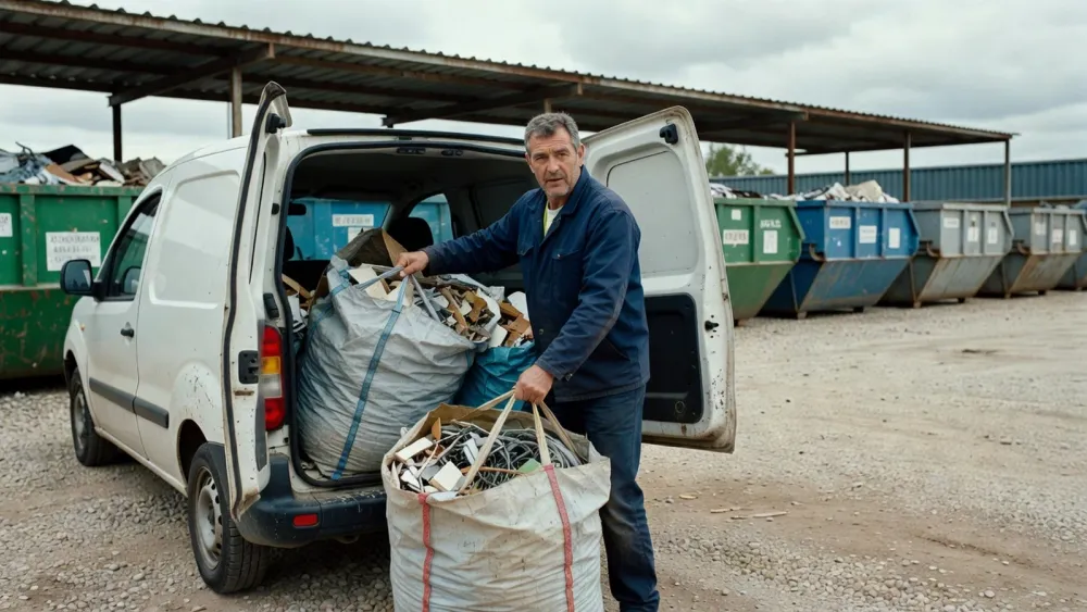 Dépôt de déchets triés de rénovation sur un point de reprise Valobat